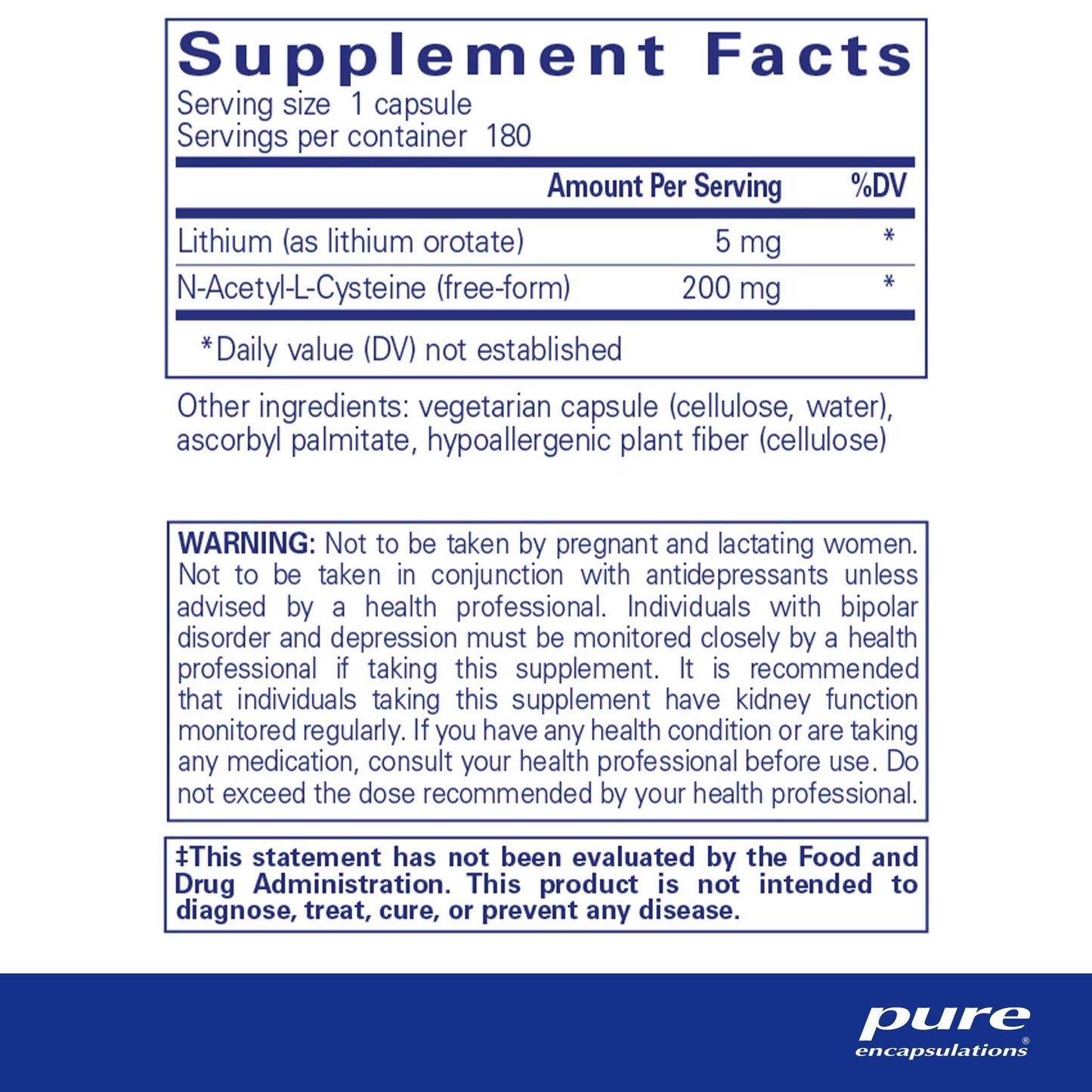 Lithium (orotate), 5mg 180ct