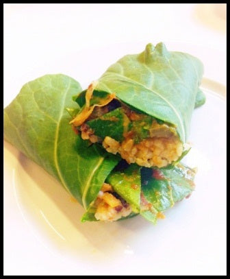 Chicken and Black Bean Wraps in Steamed Collard Greens with Avocado And Salsa Easy Healthy Recipe