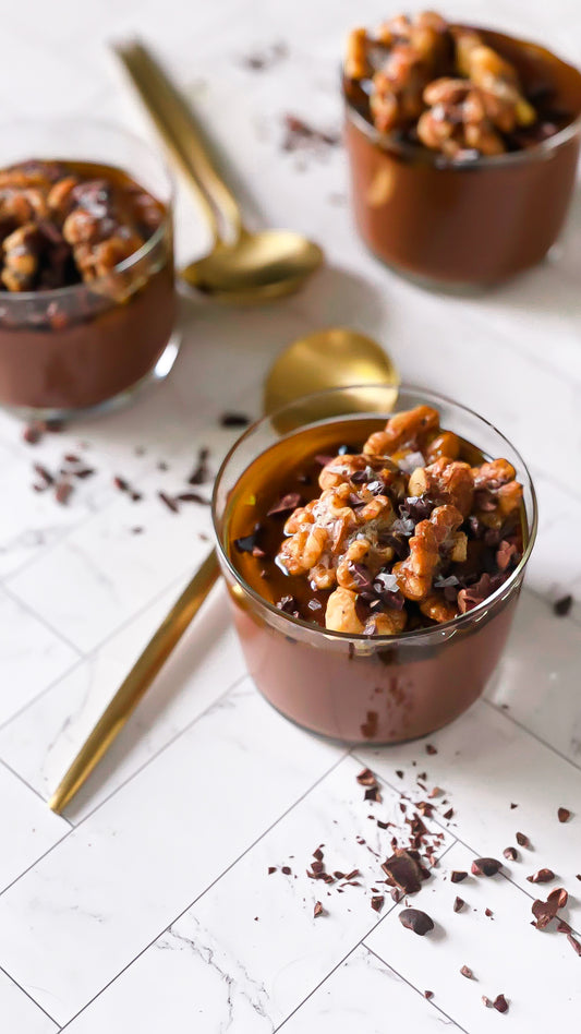 Chocolate Olive Oil Mousse with Candied Walnuts Easy Healthy Recipe