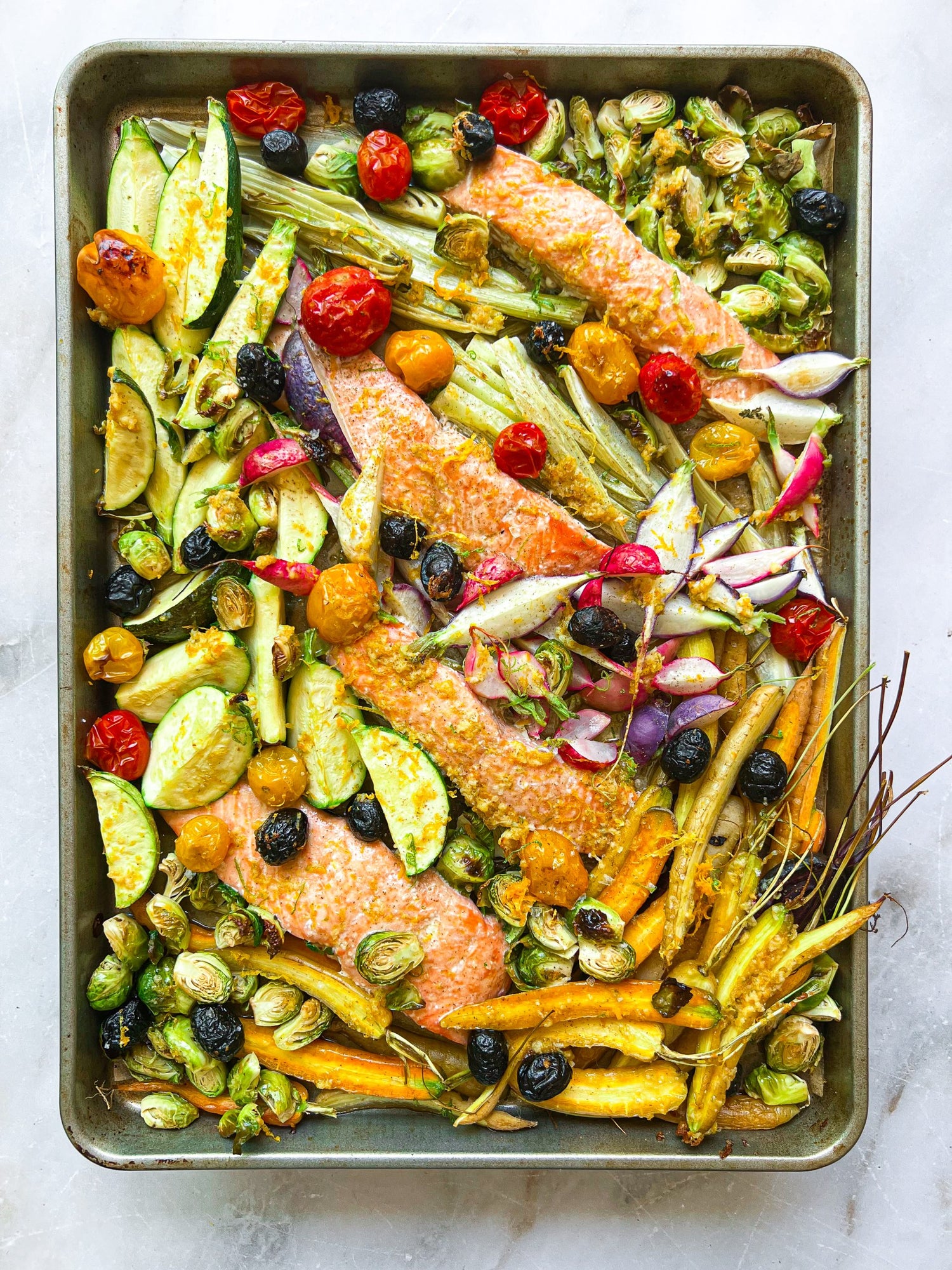 One Pan Salmon & Veggies Easy Healthy Recipe