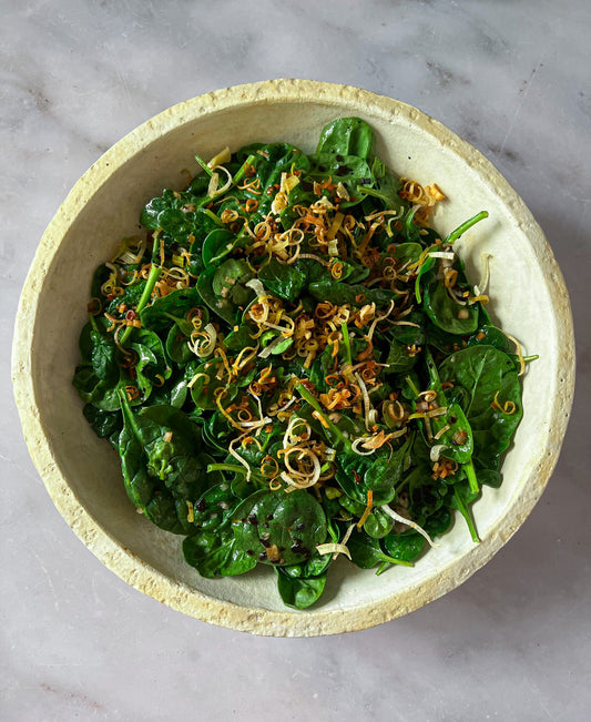 Crackled Miso Spinach Salad Easy Healthy Recipe