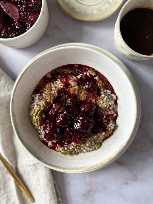 Crunchy Seed Porridge with Blackberry Compote Easy Healthy Recipe