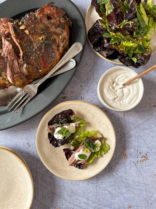 Slow Roasted Lamb Leg with Smoky Crème Easy Healthy Recipe