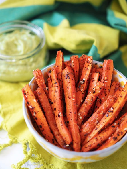 Baked Everything Carrot Fries with Garlic Avocado Aioli Easy Healthy Recipe