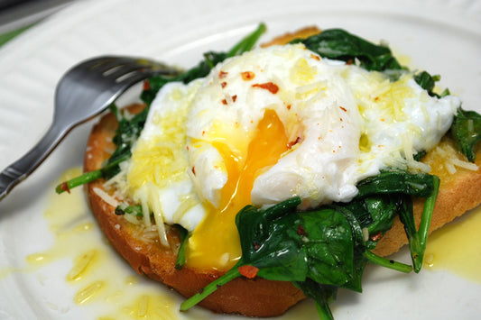 Poached Eggs over Spinach Easy Healthy Recipe