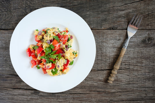 Scrambled Eggs with Tomatoes, Herbs, and Goat Cheese Easy Healthy Recipe