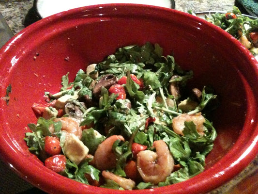 Shrimp and Avocado Salad Over Arugula Easy Healthy Recipe