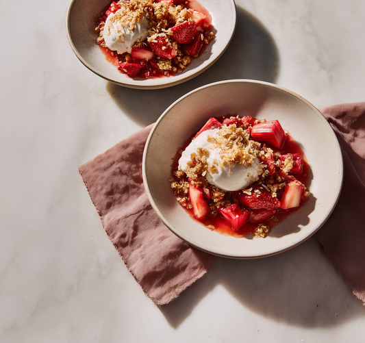 Roasted Rhubarb-Strawberry Coconut Crumble