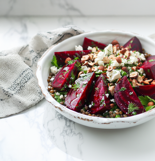 Roasted Beets with Lentils & Hazelnuts