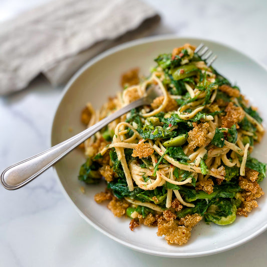 Olive Oil and Herb Gluten-Free Pasta with Quinoa Breadcrumbs