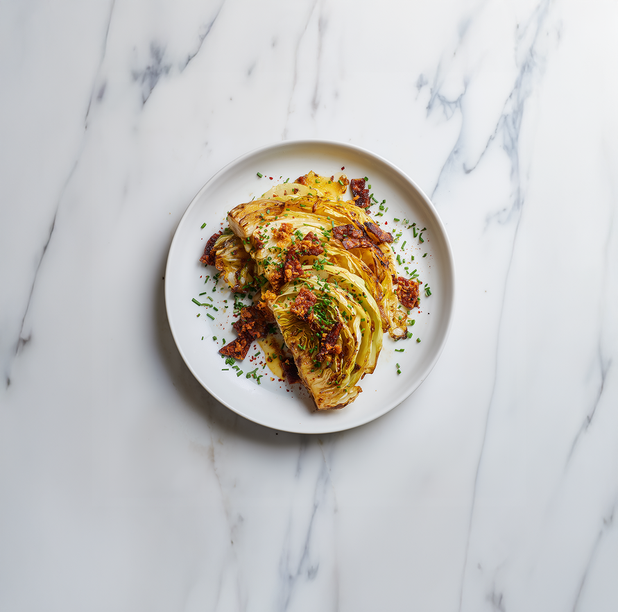 Roasted Cabbage Wedges with Tempeh “Bacon”