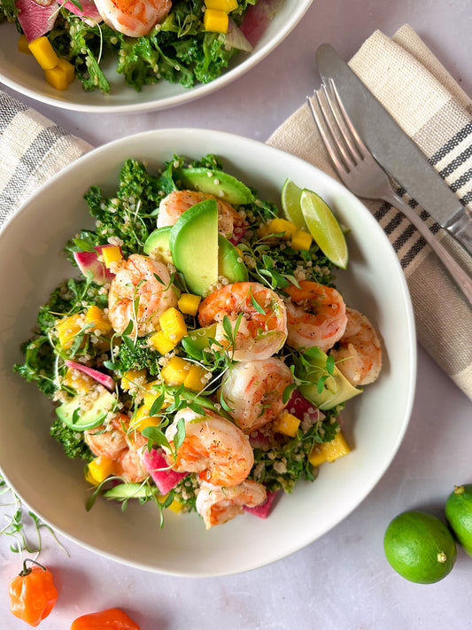 Habanero-Mango Shrimp & Kale Bowl Easy Healthy Recipe