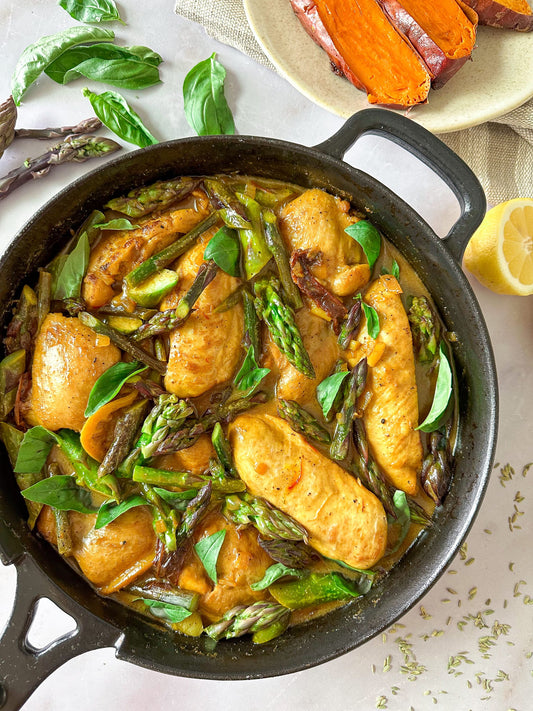 Saffron Chicken & Asparagus Skillet Easy Healthy Recipe