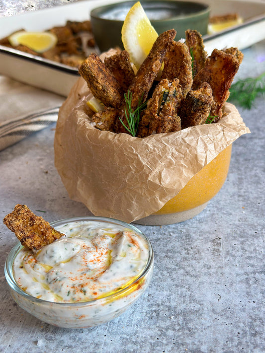 Baked Zucchini Fries with Tzatziki Easy Healthy Recipe