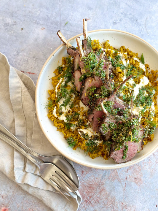 Herbed Lamb with Cauli-Couscous Easy Healthy Recipe