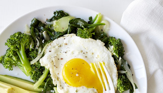 Buttery Broccoli and Spinach with Fried Eggs Easy Healthy Recipe