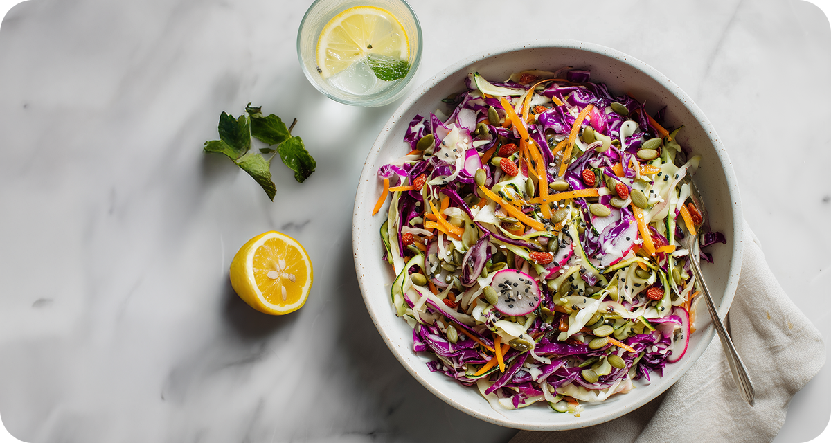 Cabbage Slaw with Savory Seed Mix
