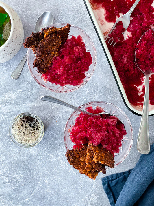 Blood Orange Granita with Almond Cookie Crumble