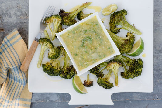 Roasted Broccoli with Tomatillo Salsa Easy Healthy Recipe