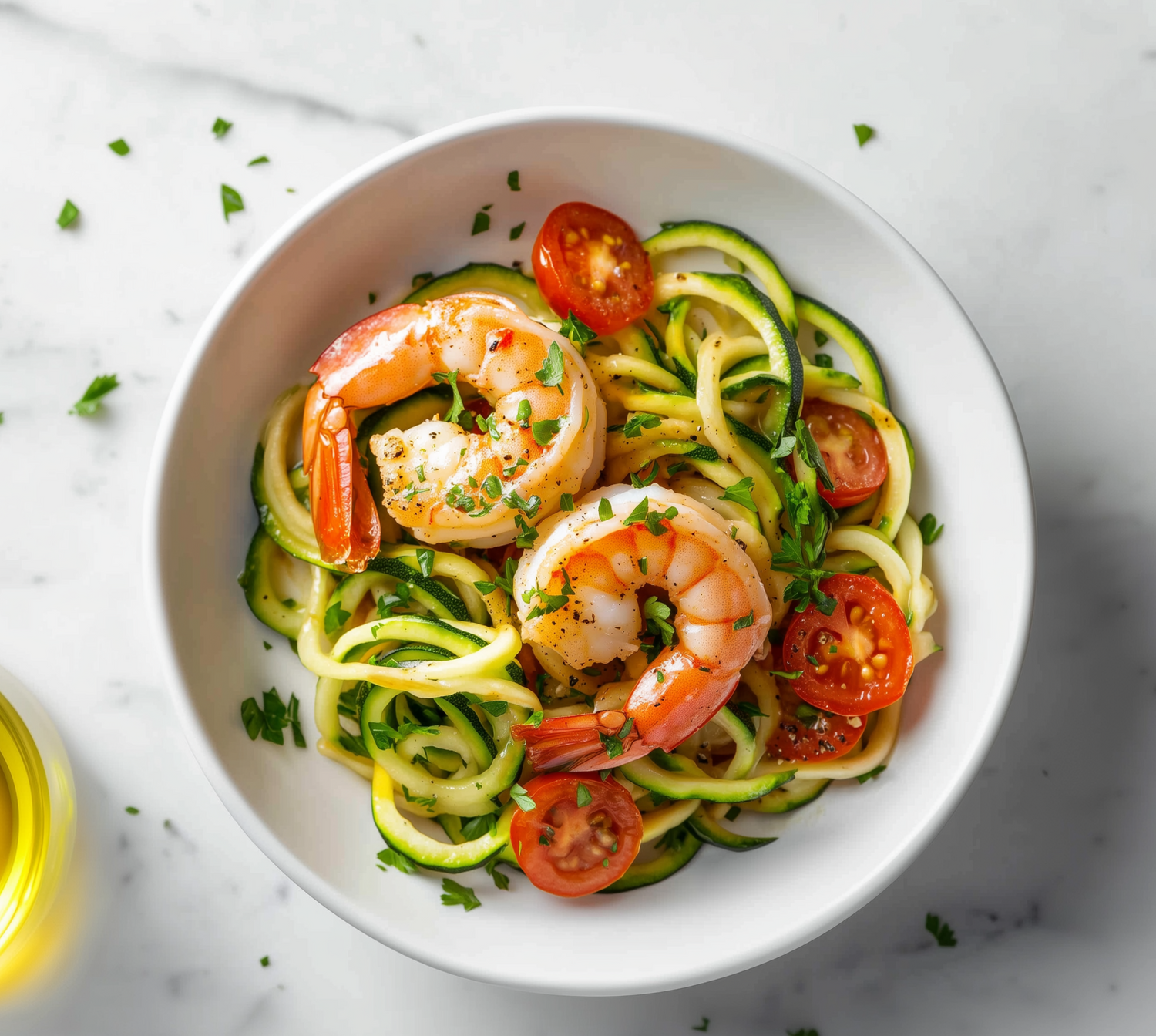 Zucchini Noodle Bowl with Seared Shrimp