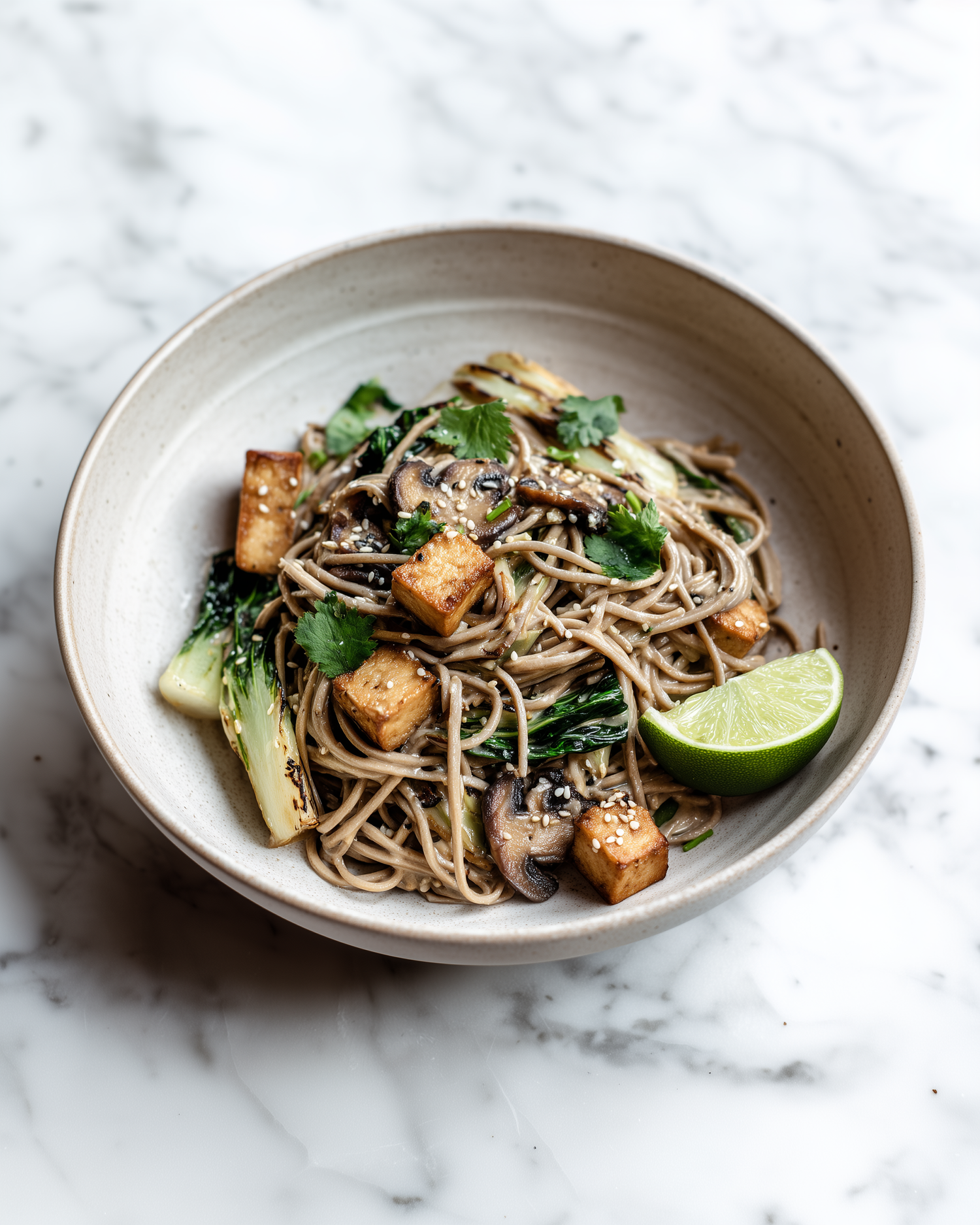 Cold Soba Bowl with Crispy Tofu