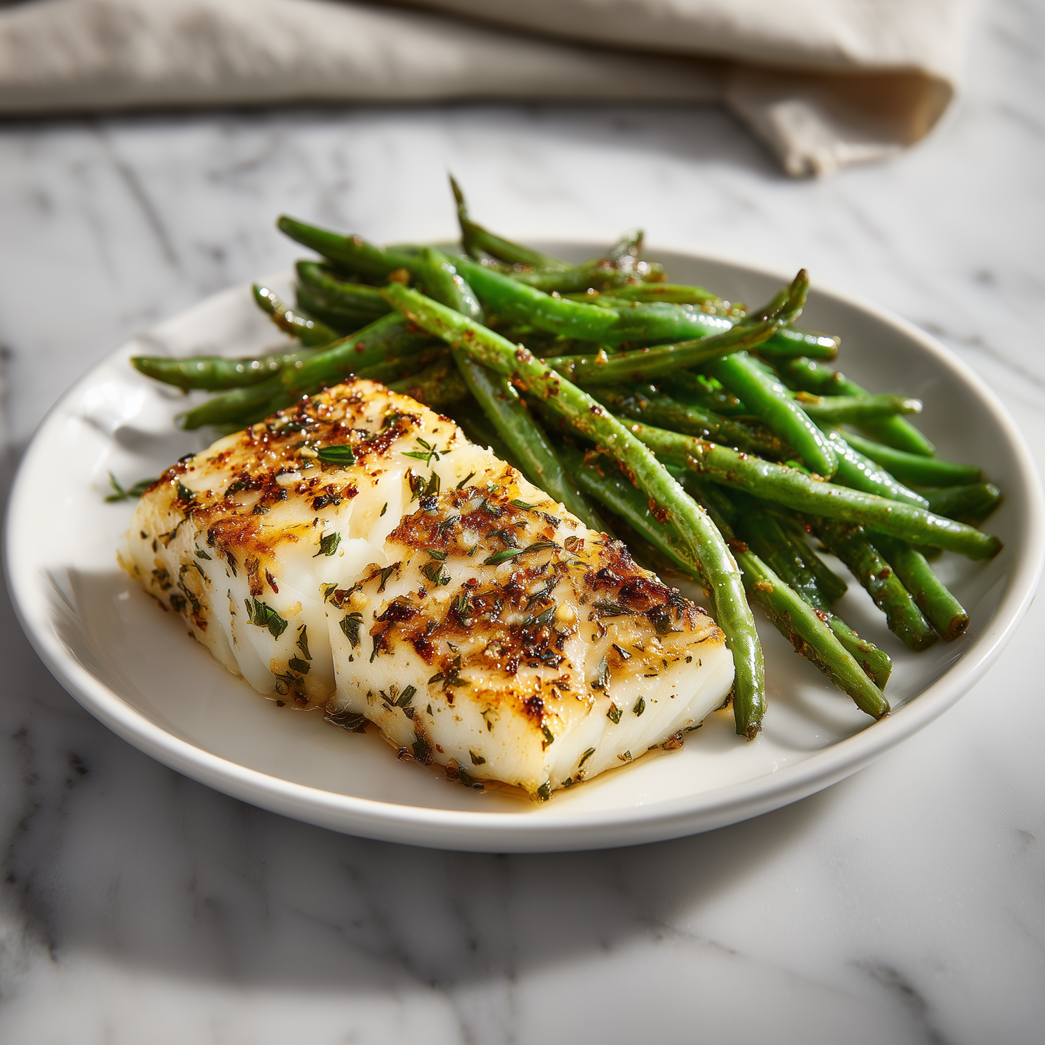 Garlic Butter Cod & Green Beans