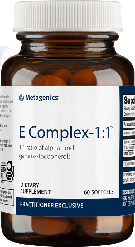 Bottle of E Complex 1:1, 400 IU 60 ct.