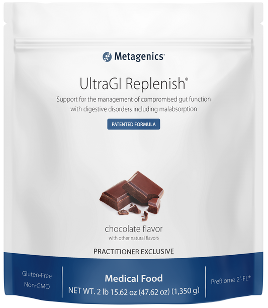 Bottle of UltraGI Replenish Chocolate