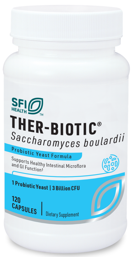 Bottle of Ther-biotic Saccharomyces Boulardii 120 ct.