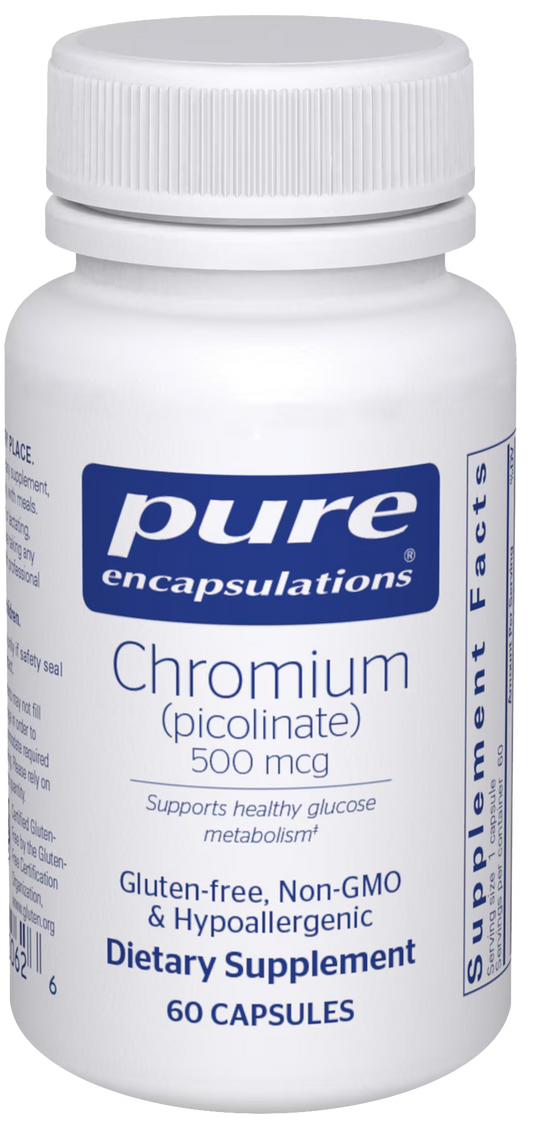 Bottle of Chromium (picolinate) 500 mcg. 60 ct.