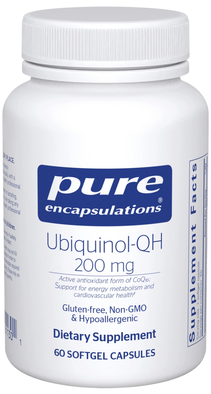 Bottle of CoQ10: Ubiquinol QH: 200 mg