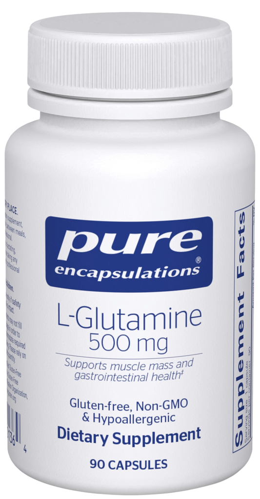 Bottle of l-Glutamine 500mg capsules