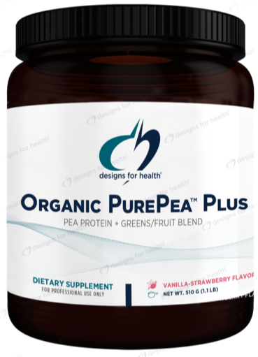 Bottle of Organic PurePea Plus w- Greens (Vanilla-Strawberry)