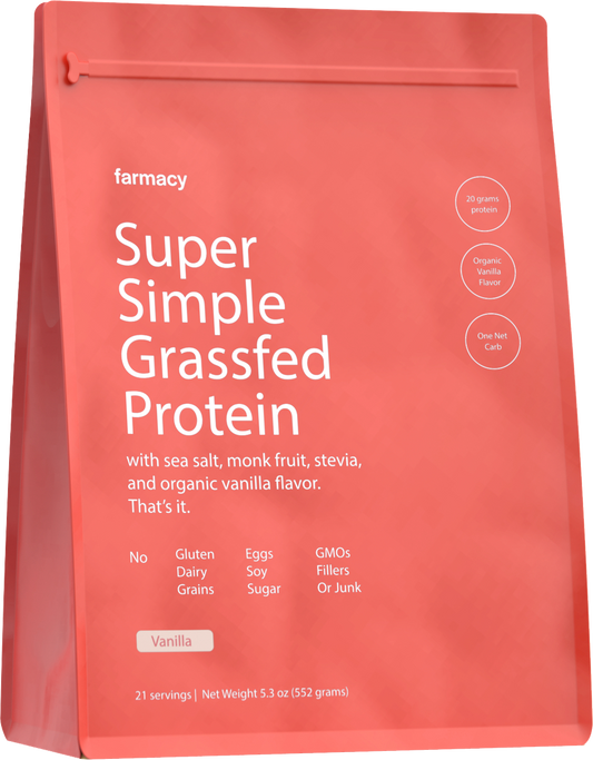 Bottle of Super Simple Grassfed Protein Vanilla